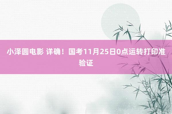 小泽圆电影 详确！国考11月25日0点运转打印准验证