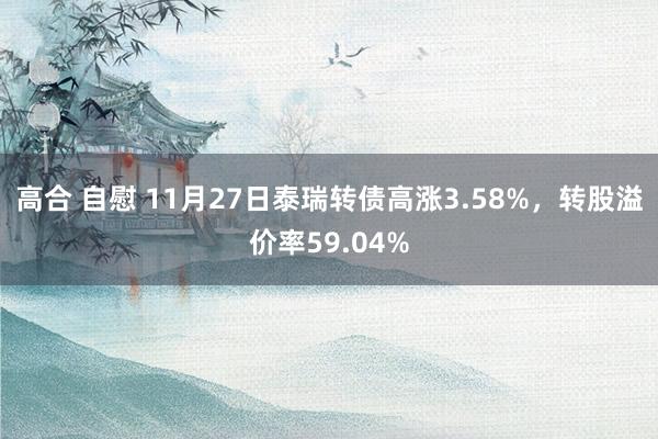 高合 自慰 11月27日泰瑞转债高涨3.58%，转股溢价率59.04%
