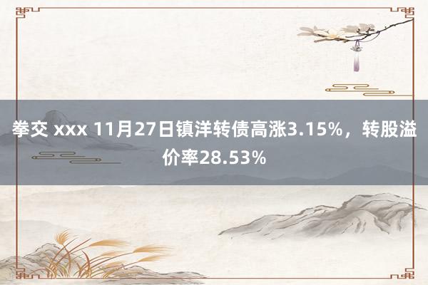 拳交 xxx 11月27日镇洋转债高涨3.15%，转股溢价率28.53%