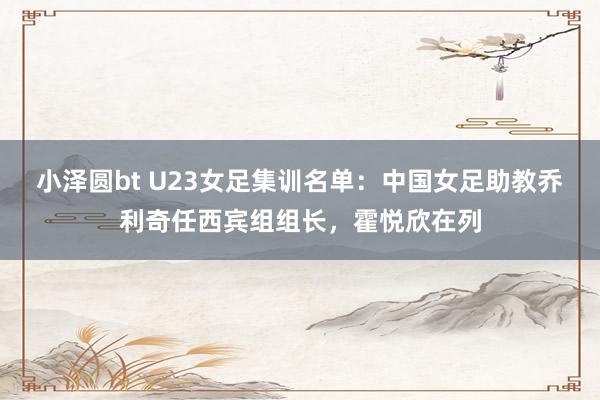 小泽圆bt U23女足集训名单：中国女足助教乔利奇任西宾组组长，霍悦欣在列