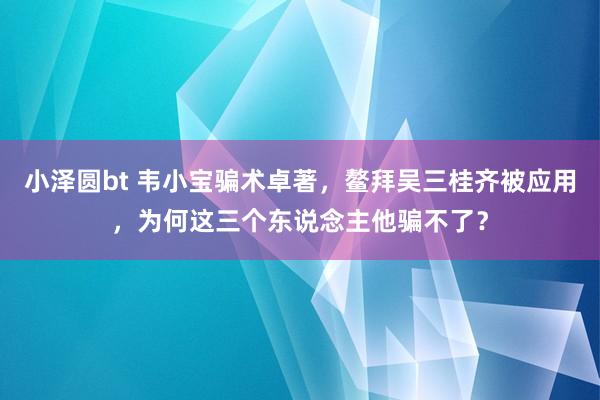 小泽圆bt 韦小宝骗术卓著，鳌拜吴三桂齐被应用，为何这三个东说念主他骗不了？