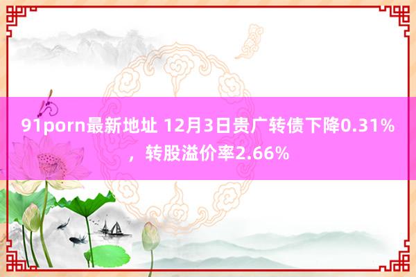 91porn最新地址 12月3日贵广转债下降0.31%，转股溢价率2.66%