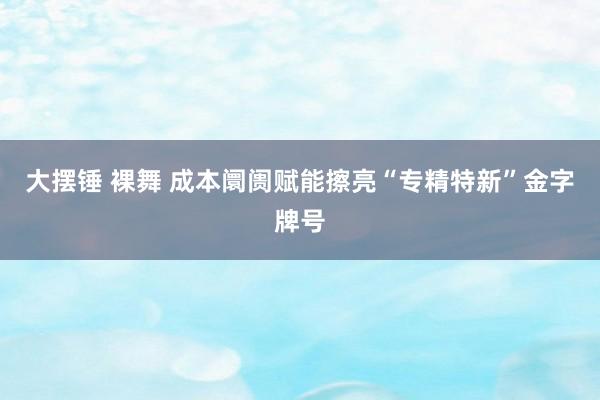 大摆锤 裸舞 成本阛阓赋能擦亮“专精特新”金字牌号