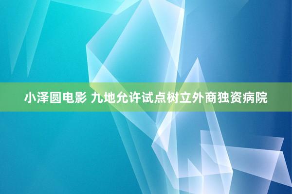 小泽圆电影 九地允许试点树立外商独资病院
