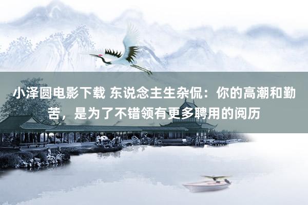 小泽圆电影下载 东说念主生杂侃：你的高潮和勤苦，是为了不错领有更多聘用的阅历