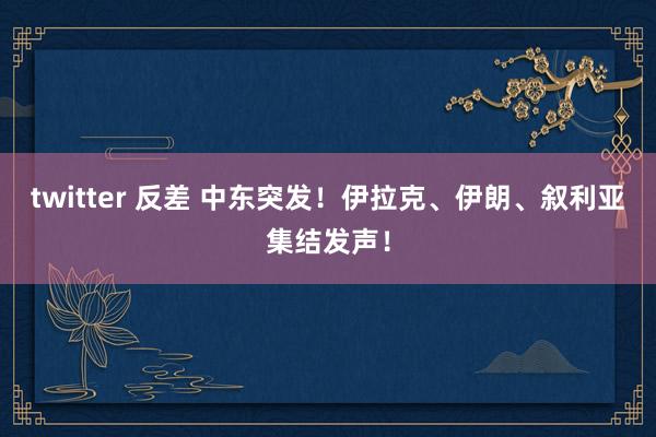 twitter 反差 中东突发！伊拉克、伊朗、叙利亚集结发声！
