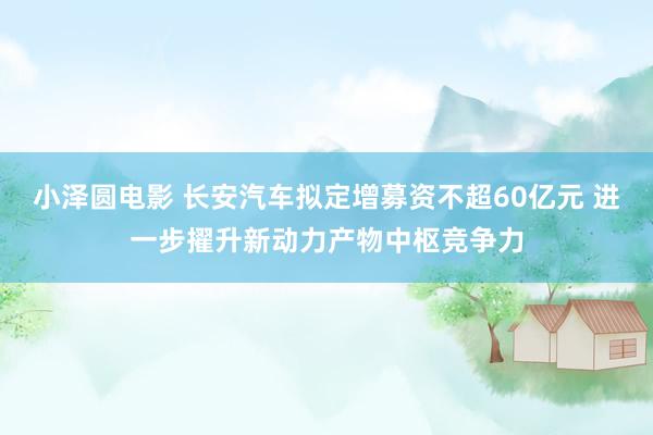 小泽圆电影 长安汽车拟定增募资不超60亿元 进一步擢升新动力产物中枢竞争力