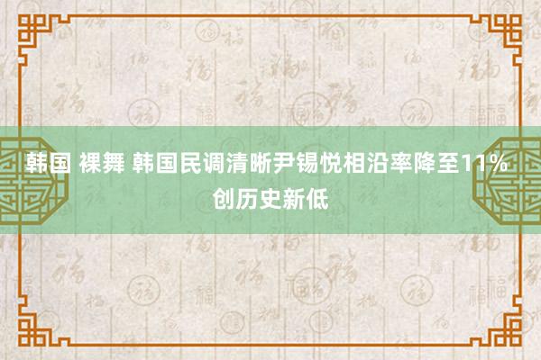 韩国 裸舞 韩国民调清晰尹锡悦相沿率降至11% 创历史新低