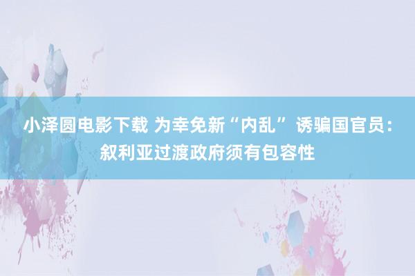小泽圆电影下载 为幸免新“内乱” 诱骗国官员：叙利亚过渡政府须有包容性