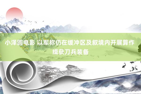 小泽圆电影 以军称仍在缓冲区及叙境内开展算作 缉获刀兵装备