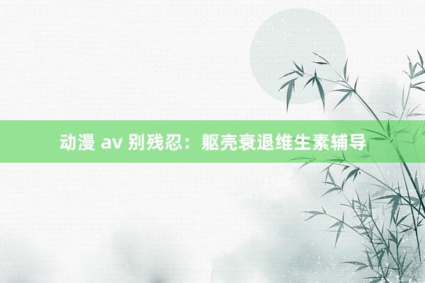 动漫 av 别残忍：躯壳衰退维生素辅导