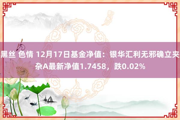 黑丝 色情 12月17日基金净值：银华汇利无邪确立夹杂A最新净值1.7458，跌0.02%