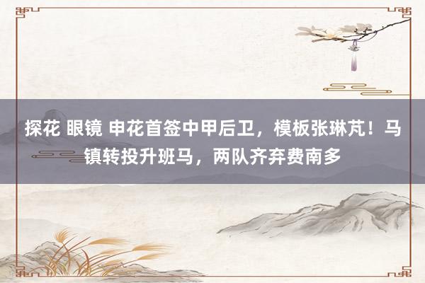 探花 眼镜 申花首签中甲后卫，模板张琳芃！马镇转投升班马，两队齐弃费南多