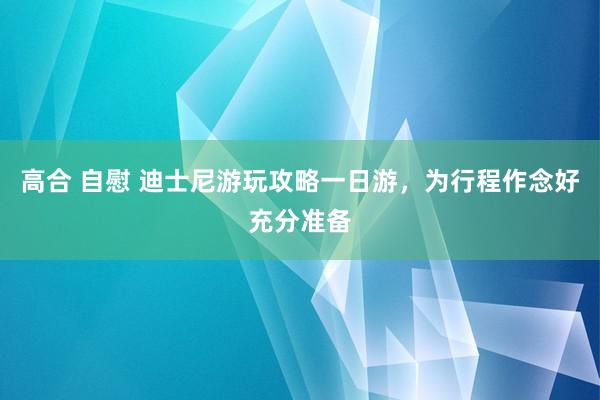 高合 自慰 迪士尼游玩攻略一日游，为行程作念好充分准备