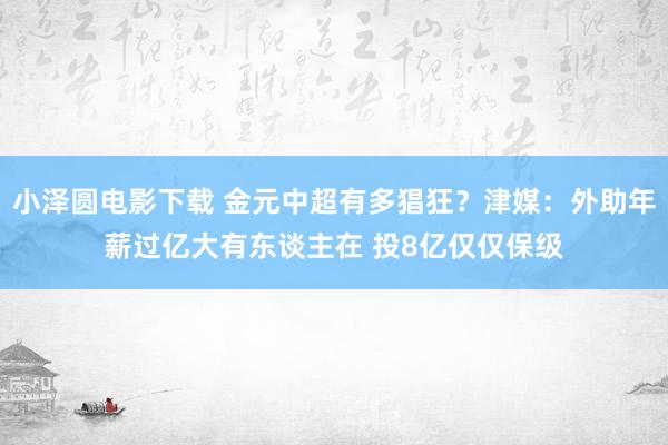 小泽圆电影下载 金元中超有多猖狂？津媒：外助年薪过亿大有东谈主在 投8亿仅仅保级