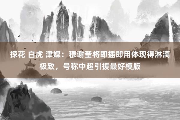 探花 白虎 津媒：穆谢奎将即插即用体现得淋漓极致，号称中超引援最好模版