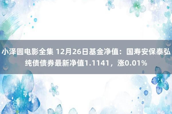 小泽圆电影全集 12月26日基金净值：国寿安保泰弘纯债债券最新净值1.1141，涨0.01%