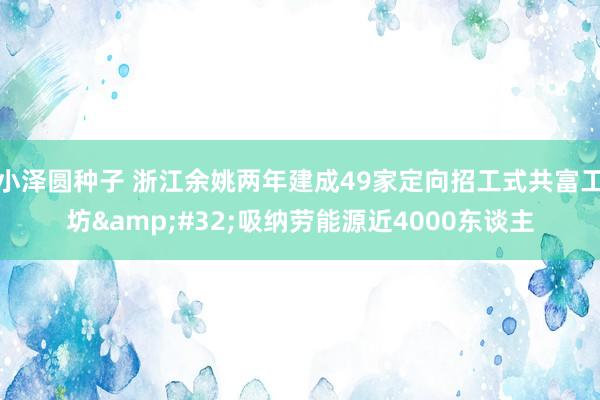 小泽圆种子 浙江余姚两年建成49家定向招工式共富工坊&#32;吸纳劳能源近4000东谈主