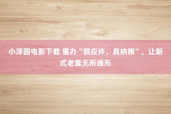 小泽圆电影下载 重办“假应许，真纳贿”，让新式老套无所遁形