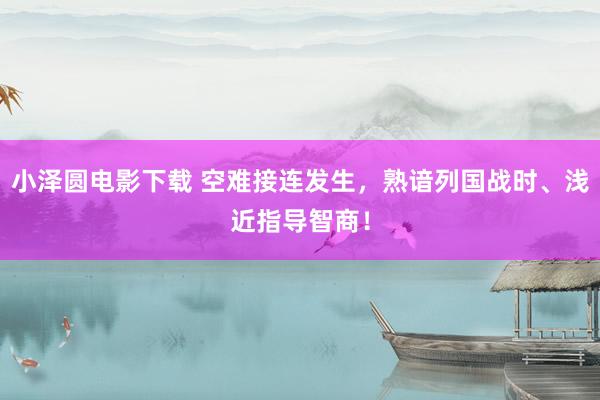 小泽圆电影下载 空难接连发生，熟谙列国战时、浅近指导智商！