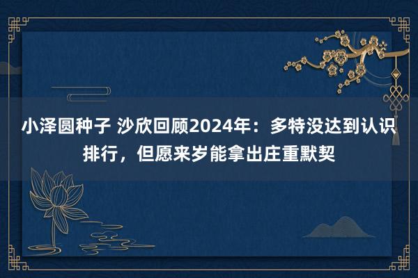 小泽圆种子 沙欣回顾2024年：多特没达到认识排行，但愿来岁能拿出庄重默契