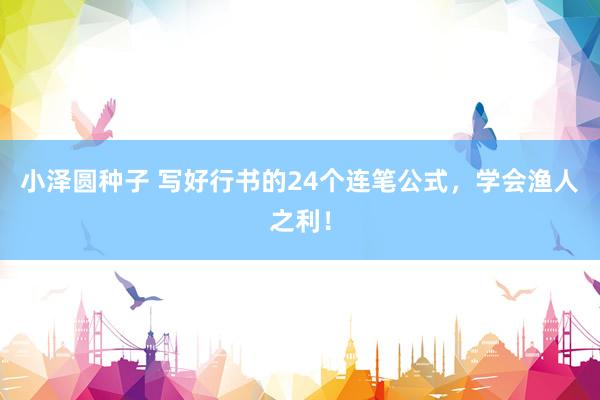 小泽圆种子 写好行书的24个连笔公式，学会渔人之利！