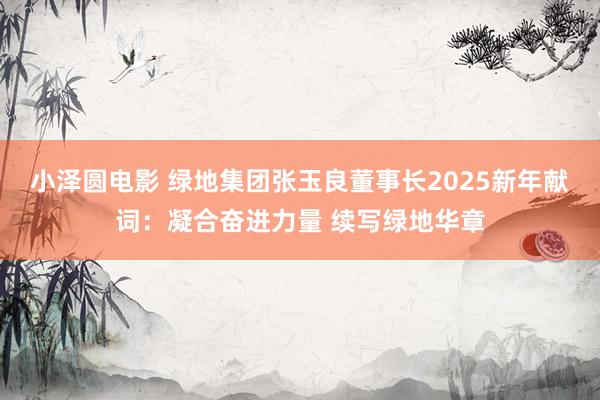 小泽圆电影 绿地集团张玉良董事长2025新年献词：凝合奋进力量 续写绿地华章