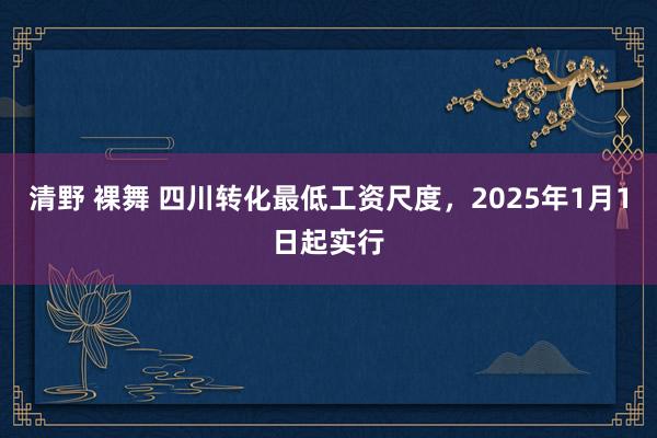 清野 裸舞 四川转化最低工资尺度，2025年1月1日起实行