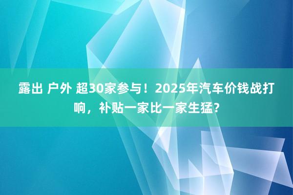 露出 户外 超30家参与！2025年汽车价钱战打响，补贴一家比一家生猛？