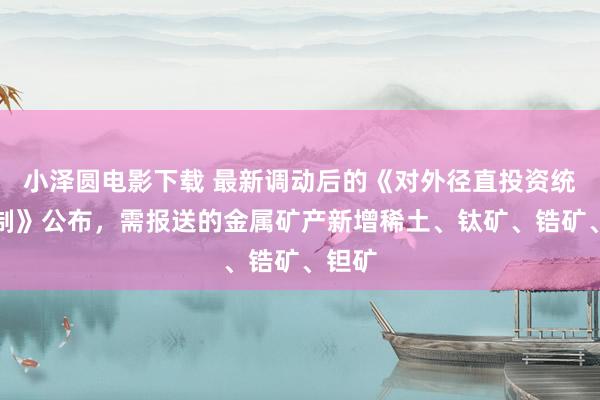 小泽圆电影下载 最新调动后的《对外径直投资统计轨制》公布，需报送的金属矿产新增稀土、钛矿、锆矿、钽矿