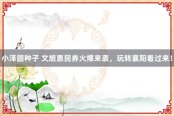 小泽圆种子 文旅惠民券火爆来袭，玩转襄阳看过来！