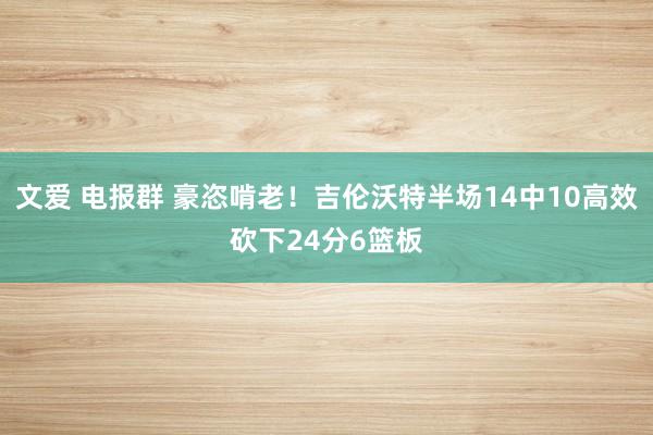 文爱 电报群 豪恣啃老！吉伦沃特半场14中10高效砍下24分6篮板