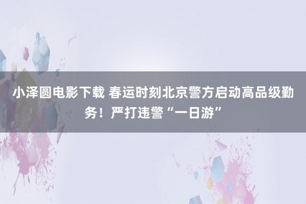 小泽圆电影下载 春运时刻北京警方启动高品级勤务！严打违警“一日游”