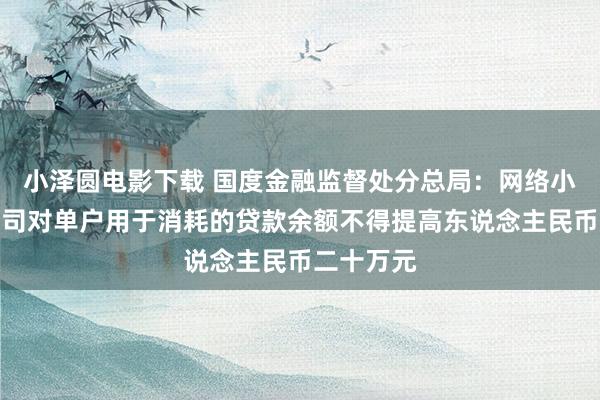 小泽圆电影下载 国度金融监督处分总局：网络小额贷款公司对单户用于消耗的贷款余额不得提高东说念主民币二十万元