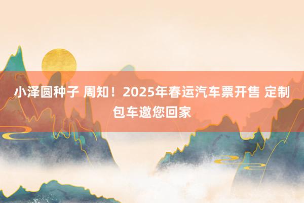 小泽圆种子 周知！2025年春运汽车票开售 定制包车邀您回家
