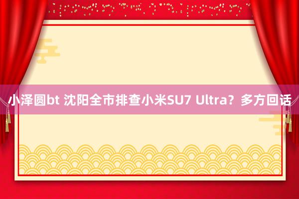 小泽圆bt 沈阳全市排查小米SU7 Ultra？多方回话