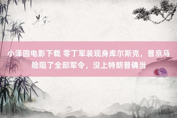 小泽圆电影下载 零丁军装现身库尔斯克，普京马险阻了全部军令，没上特朗普确当