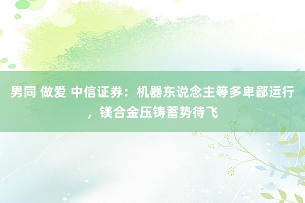 男同 做爱 中信证券：机器东说念主等多卑鄙运行，镁合金压铸蓄势待飞