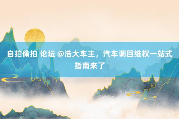 自拍偷拍 论坛 @浩大车主，汽车调回维权一站式指南来了