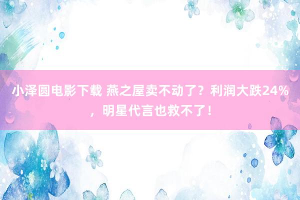 小泽圆电影下载 燕之屋卖不动了？利润大跌24%，明星代言也救不了！
