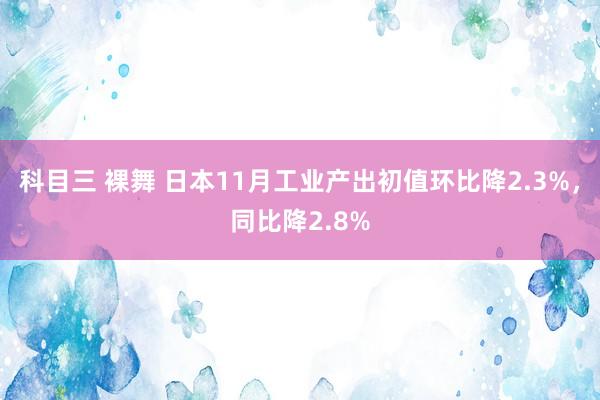 科目三 裸舞 日本11月工业产出初值环比降2.3%，同比降2.8%