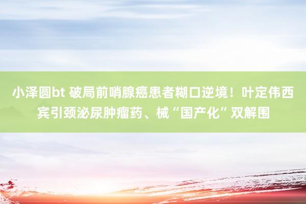 小泽圆bt 破局前哨腺癌患者糊口逆境！叶定伟西宾引颈泌尿肿瘤药、械“国产化”双解围