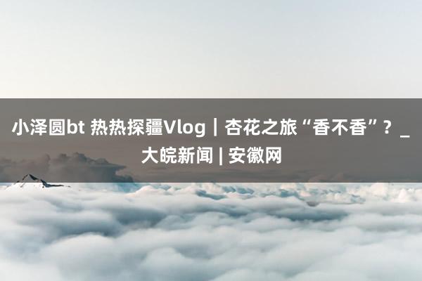 小泽圆bt 热热探疆Vlog｜杏花之旅“香不香”？_大皖新闻 | 安徽网