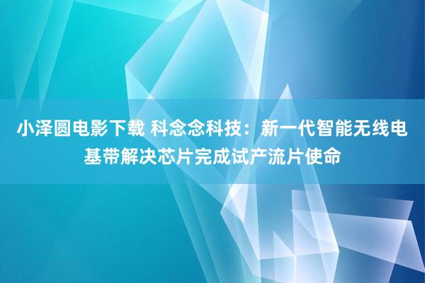 小泽圆电影下载 科念念科技：新一代智能无线电基带解决芯片完成试产流片使命