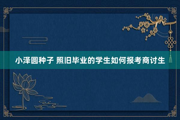 小泽圆种子 照旧毕业的学生如何报考商讨生