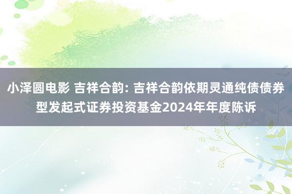 小泽圆电影 吉祥合韵: 吉祥合韵依期灵通纯债债券型发起式证券投资基金2024年年度陈诉