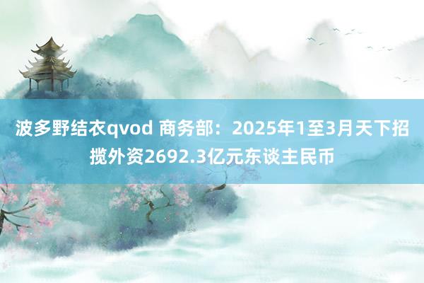 波多野结衣qvod 商务部：2025年1至3月天下招揽外资2692.3亿元东谈主民币