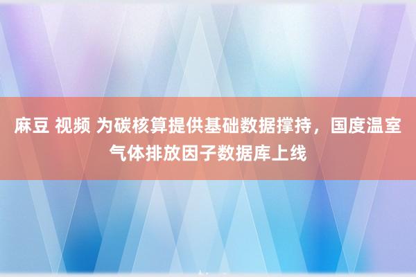 麻豆 视频 为碳核算提供基础数据撑持，国度温室气体排放因子数据库上线