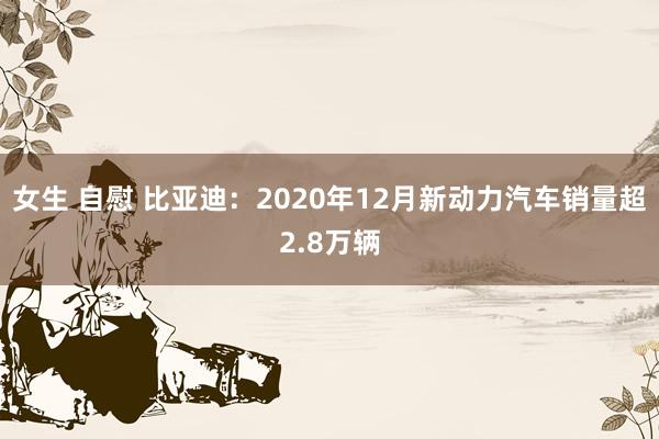 女生 自慰 比亚迪：2020年12月新动力汽车销量超2.8万辆