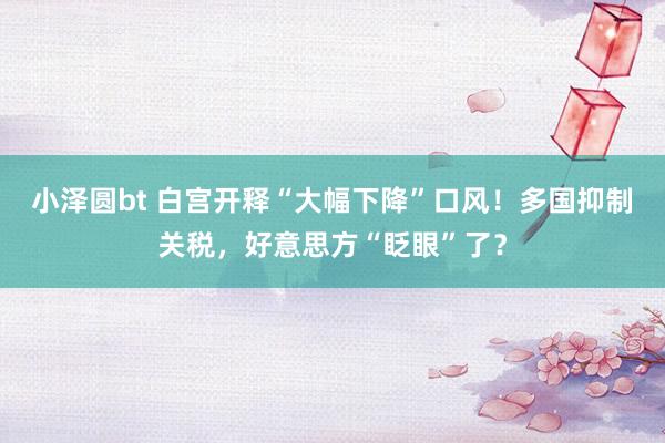 小泽圆bt 白宫开释“大幅下降”口风！多国抑制关税，好意思方“眨眼”了？